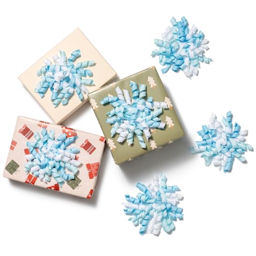 MORSUNBELA Geschenkband, Geschenkschleifen Selbstklebende Schleifen, 6 Stück Schleifen Deko Selbstklebende Band, für Hochzeit Party Geschenke Einpacken Dekoration (blau/weiß) von MORSUNBELA