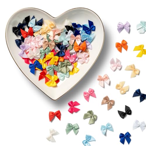 MORSUNBELA Geschenkschleifen, 100 Stück Mini Schleifen Deko, Selbstklebend Kleine Schleifen Satinschleifen für DIY Nähen, Hochzeit Deko, Karten, Geschenk - Mehrfarbig MORSUNBELA Geschenkschleifen, 100 Stück Mini Schleifen Deko, Selbstklebend Kleine Schleifen Satinschleifen für DIY Nähen, Hochzeit Deko, Karten, Geschenk - Mehrfarbig von MORSUNBELA