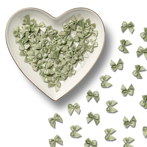 MORSUNBELA Geschenkschleifen, 100 Stück Mini Schleifen Deko, Selbstklebend Kleine Schleifen Satinschleifen für DIY Nähen, Hochzeit Deko, Karten, Geschenk - Moosgrün MORSUNBELA Geschenkschleifen, 100 Stück Mini Schleifen Deko, Selbstklebend Kleine Schleifen Satinschleifen für DIY Nähen, Hochzeit Deko, Karten, Geschenk - Moosgrün von MORSUNBELA