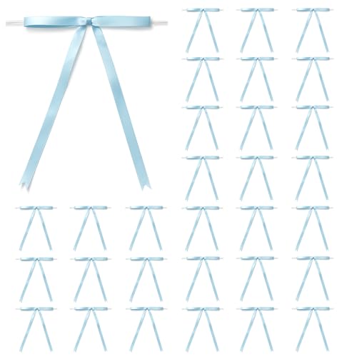 MORSUNBELA Geschenkschleifen Blau Schleifen Deko Hochzeit Geburtstag Geschenk Schleifen für Geschenkverpackungen Weihnachten Schleife,50 Stück von MORSUNBELA