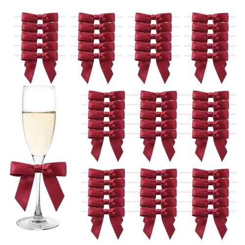 MORSUNBELA Geschenkschleifen Dunkelrot Hochzeit Deko Kleine Schleifen Geschenk Mini Schleife für Geburtstag Kommunion Weihnachten,50 Stück,Rotwein MORSUNBELA Geschenkschleifen Dunkelrot Hochzeit Deko Kleine Schleifen Geschenk Mini Schleife für Geburtstag Kommunion Weihnachten,50 Stück,Rotwein von MORSUNBELA