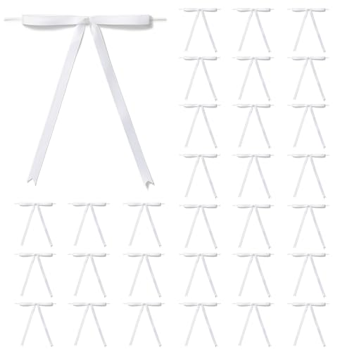 MORSUNBELA Schleifen Deko Geburtstag Geschenkschleifen Hochzeit Schleife für Geschenk Geschenkverpackungen Weihnachten,50 Stück,Weiß von MORSUNBELA