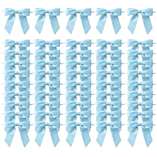 MORSUNBELA Schleifen Deko Geschenkschleifen Schleife Geschenk für Hochzeit Geburtstag Weihnachten Kommunion Gastgeschenke,50 Stück,Blau von MORSUNBELA
