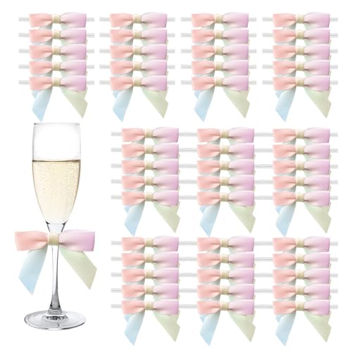MORSUNBELA Schleifen Deko Hochzeit Kleine Geschenkschleifen Schleife Geschenk für Geburtstag Kommunion,50 Stück von MORSUNBELA