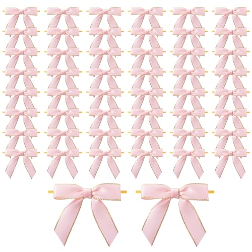 MORSUNBELA Schleifen Rosa Kleine Deko Hochzeit Geschenkschleife Schleife Geschenk für Geburtstag Kommunion Valentinstag Party 50 Stück von MORSUNBELA