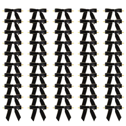 MORSUNBELA Schleifen Kleine Schwarz Deko Hochzeit Schleife Geschenkschleifen Geschenk für Geburtstag Kommunion Weihnachten Gastgeschenke,50 Stück von MORSUNBELA