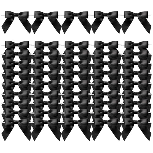 MORSUNBELA Schleifen Schwarz Deko Hochzeit Geschenkschleifen Schleife Geschenk für Geburtstag Weihnachten Kommunion Gastgeschenke,50 Stück von MORSUNBELA