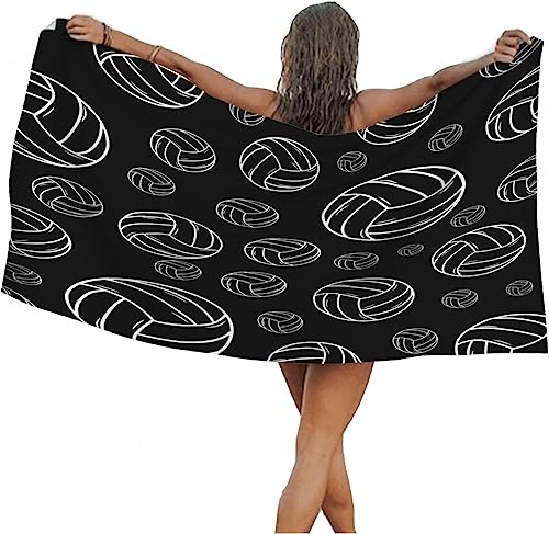 MORTRA Schwarz Strandtuch Groß 80x160 cm, Weich Schnelltrocknend Sandfrei Strandhandtuch 3D Volleyball Mikrofaser Handtücher Badetuch für Damen Herren Handtuch Strandtücher Strandlaken Badehandtuch von MORTRA