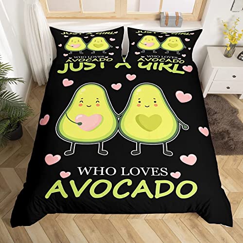 MORTRA Süße Avocado Bettwäsche 200x200, 3D Frucht Avocado Weiche Mikrofaser Bettwaren & Bettbezüge Set, Bettbezug für Erwachsene + 2 Kissenbezug 80x80 cm von MORTRA