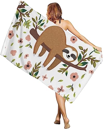 MORTRA Süßes Faultier Strandtuch Kinder 70x140 cm, Schnelltrocknend Sandfrei Strandhandtuch 3D Tier Mikrofaser Handtücher Badetuch für Damen Herren Handtuch Groß Strandtücher Strandlaken Badehandtuch von MORTRA