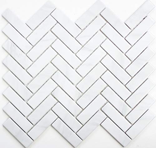 Fischgrät Mosaikfliese Keramik Steinoptik weiß Fliesenspiegel Küche MOS24-SO10 von MOSANI
