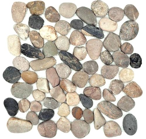 Flußkiesel Steinteppich Steinkiesel anthrazit Kiesel gewölbt mehrfarbig MOS30-1204_f von MOSANI