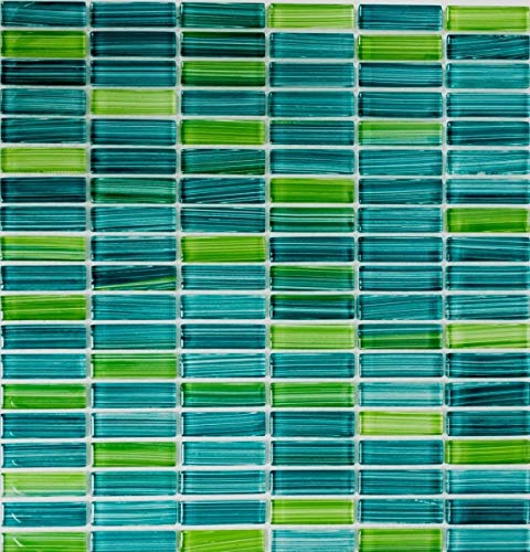 Glasmosaik Mosaikfliese Style Stäbchen Flaschen grün türkis kiwi Küchenrückwand MOS77-0508 von MOSANI
