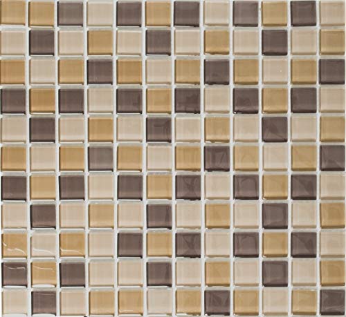 Glasmosaik Mosaikfliesen braun beige Kaffee BAD WC Küche WAND MOS72-1302 von MOSANI