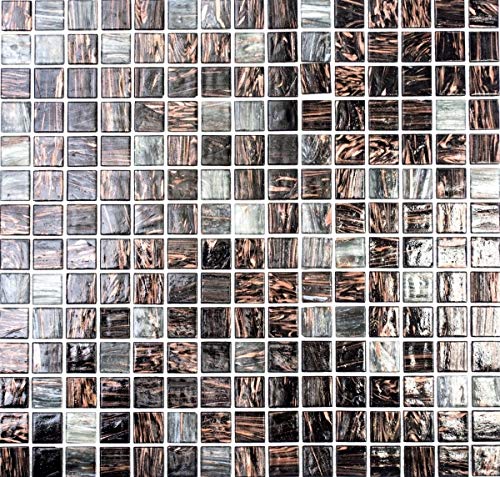 Glasmosaik Mosaikfliesen grau kupfer schwarz anthrazit Duschrückwand Fliesenspiegel MOS54-0108 von MOSANI