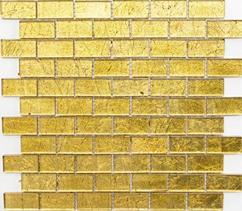 Glasmosaik gold Mosaikfliese Struktur Fliesenspiegel Küche Duschwand MOS120-0784 von MOSANI