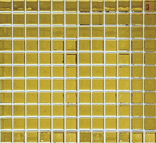 Glasmosaik gold Mosaikfliese electroplated BAD WC Küche WAND Fliesenspiegel Küche Duschwand MOS60-0706 von MOSANI