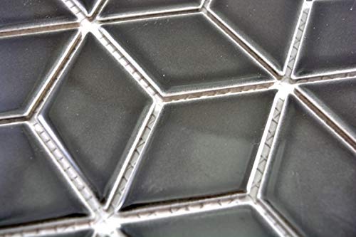 Handmuster Mosaik Fliese Keramik schwarz 3D Würfel schwarz glänzend Fliesenspiegel MOS13OV-0301_m von MOSANI
