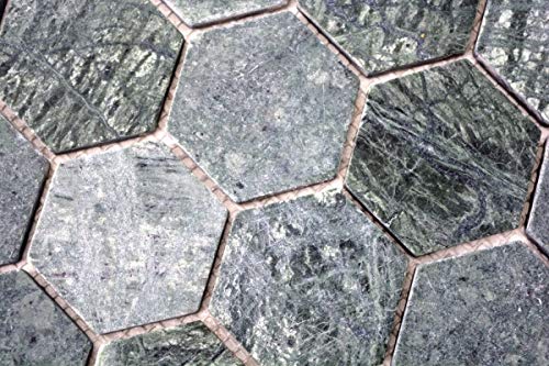 Handmuster Mosaik Fliese Marmor Naturstein Hexagon Marmor grün MOS44-0210_m von MOSANI