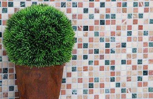 Handmuster Mosaik Fliese Marmor Naturstein creme beige rot grün Random MOS38-1204_m von MOSANI
