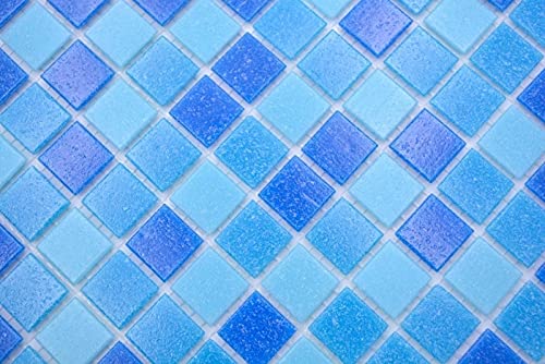 Handmuster Mosaikfliese Glasmosaik Classic Mix Glas mix türkis blau papierverklebt Poolmosaik Schwimmbadmosaik MOS210-PA327_m von MOSANI