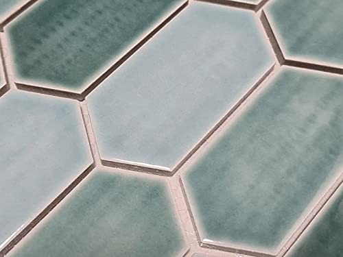 Handmuster Mosaikfliese Keramik Mosaik Hexagonal grün glänzend Küche Wand Bad MOS11J-475_m von MOSANI