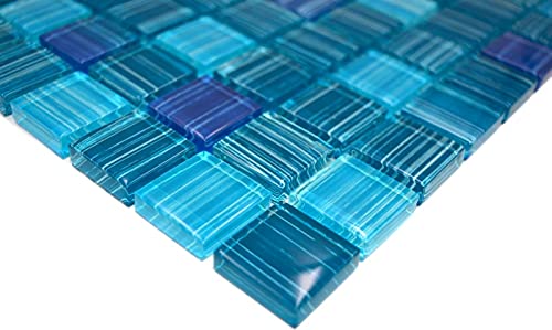 Handmuster Mosaikfliese Transluzent strichblau Glasmosaik Crystal strichblau MOS74-0409_m von MOSANI