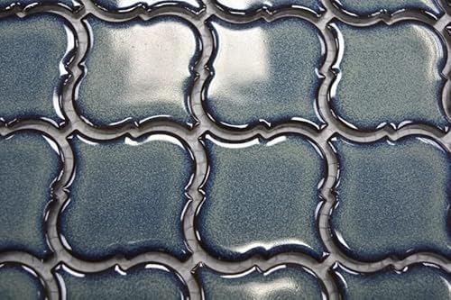 Handmuster Retro Vintage Mosaik Fliese Keramik Florentiner blau gesprenkelt glänzend MOS13-0408_m von MOSANI