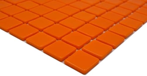 Handmuster Schwimmbadmosaik Poolmosaik Glasmosaik orange glänzend Wand Boden Küche Bad Dusche MOS220-P25820_m von MOSANI