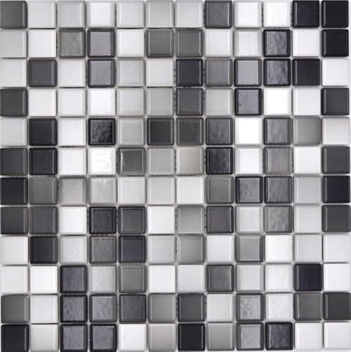 Jasba Agrob Buchtal Fresh Mosaik Keramik Steinzeug white grey mix glänzend Küche Bad Dusche MOSJBF221 1 Matte von MOSANI