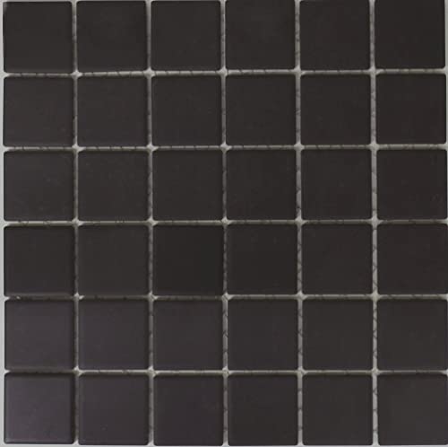 Keramik Mosaik Fliese matt schwarz umbra unglasiert RUTSCHEMMEND Duschtasse Badfliese Wandfliese - MOS14B-0303-R10 von MOSANI