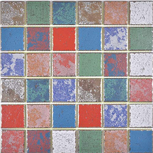 Keramik Mosaik Fliese bunt Vintage Retro used look Mosaikfliese Wand Fliesenspiegel Küche - MOS24-1234 von MOSANI