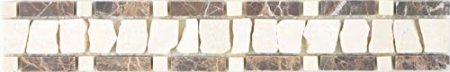 Marmor Borde Bordüre dunkelbraun schokobraun crema beige Natursteinbordüre Wand Bad Küche Boden Sauna - MOSBOR-EC11 von MOSANI
