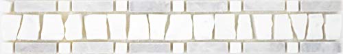 Marmor Borde Bordüre grau hellgrau silber weiß creme Natursteinbordüre Boden Wand Küche WC Sauna Bad - MOSBOR-GW03 von MOSANI