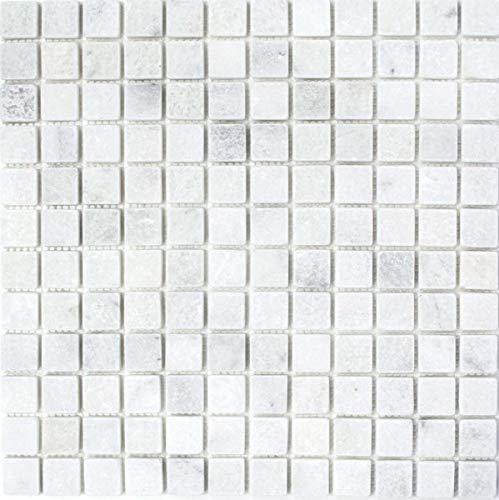 Marmor Mosaik Fliese Naturstein Ibiza weiß hellgrau cream Fliesenspiegel Dusche Wand Boden Bad - MOS40-42023 von MOSANI