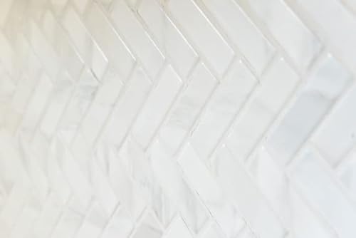 Handmuster Mosaik Fliese Keramik Fischgrät Steinoptik weiß Fliesenspiegel Küche MOS24-SO10_m von MOSANI