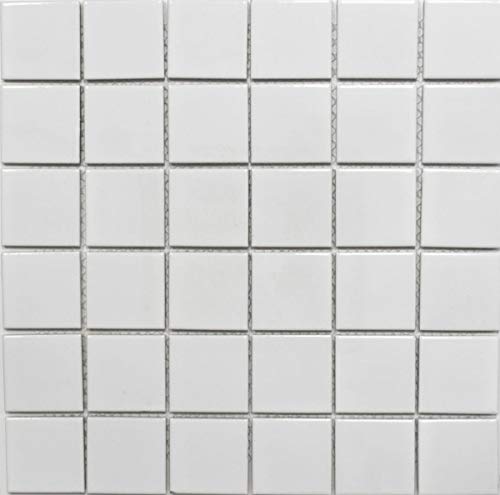 Keramik Mosaik Fliese weiß glänzend Fliesenspiegel Badezimmerwand MOS16B-0101 von MOSANI