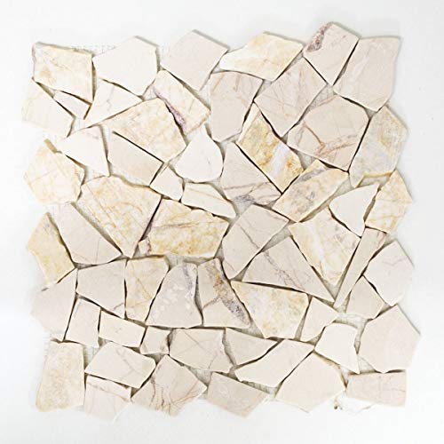 Mosaik Bruch Marmor Naturstein Polygonal golden cream poliert Struktur Fliesenspiegel Wandverblender - MOS44-30-2807 von MOSANI