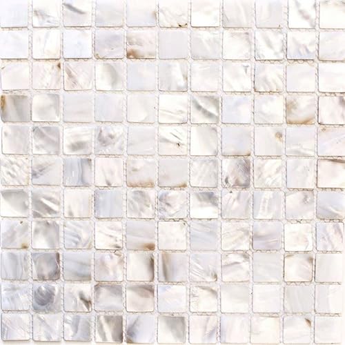 Perlmutt Mosaik Muschelmosaik weiss beige Duschwand Dusche MOS150-SM2525 von MOSANI