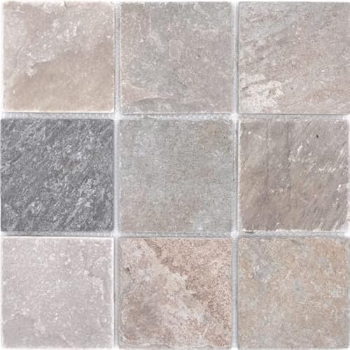 Quarzit Naturstein Mosaik Fliese beige grau Wand Boden Dusche Küchenrückwand Fliesenspiegel Bad - MOS36-0210 von MOSANI
