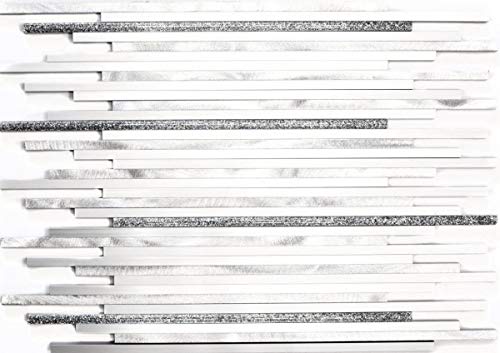 Mosaik Fliese Stäbchen Aluminium Verbund silber matt gebürstet poliert Glitter MOS49-L401GS von MOSANI