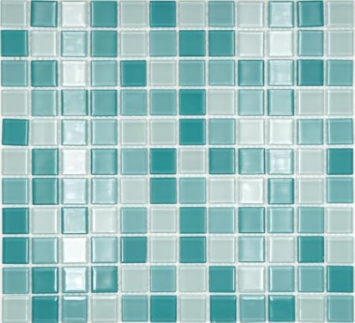 Mosaik Fliesen Glasmosaik grün türkis mint BAD WC Küche WAND Mosaikplatte MOS62-0602 von MOSANI