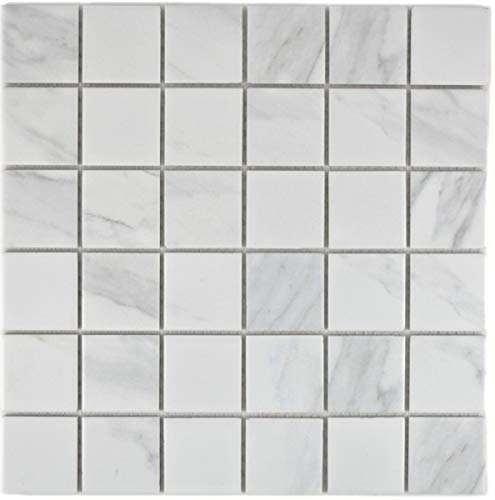 Mosaikfliese Carrara weiß grau Keramik Badfliese Fliesenspiegel Küche MOS14-0102_f | 10 Mosaikmatten von MOSANI