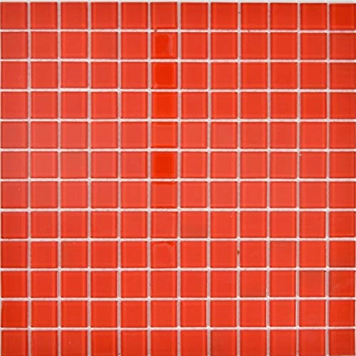 Mosaikfliese Glasmosaik rot BAD WC Küche WAND Mosaikmatte MOS63-0902 von MOSANI