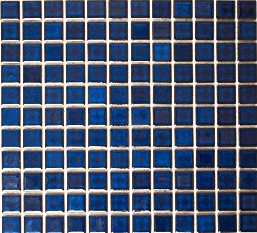 Keramikmosaik Mosaikfliesen KOBALTBLAU DUNKELBLAU glänzend Fliesenspiegel Küche Bad MOS18-0405 von MOSANI