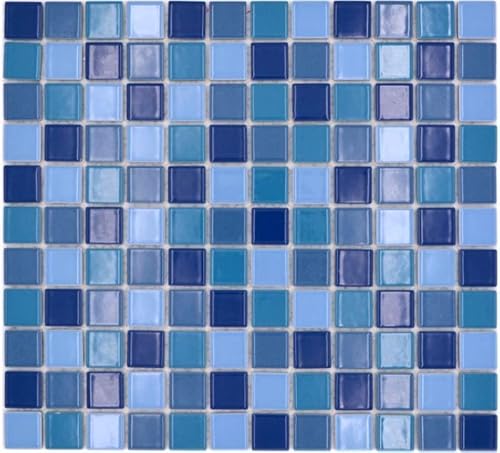 Keramik Mosaik blau grün türkis glänzend Mosaikfliese Fliesenspiegel MOS18-0408 von MOSANI