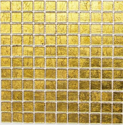 Glasmosaik gold Mosaikfliese Struktur Fliesenspiegel Küche Duschwand MOS120-0742 von MOSANI