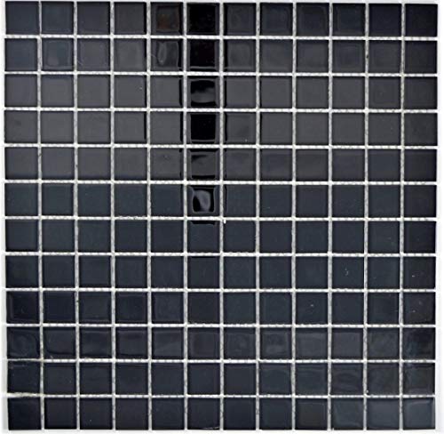 Mosaikfliese Transluzent Glasmosaik Crystal schwarz BAD WC Küche WAND MOS63-0302_f | 10 Mosaikmatten von MOSANI