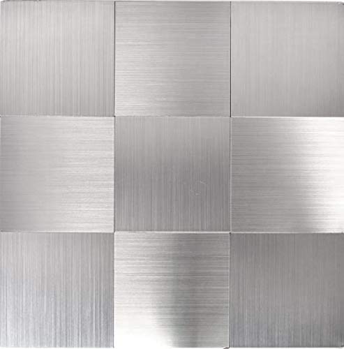 selbst"kle"bende Mosaikfliese ALU silber metall Fliesenspiegel Küchenrückwand MOS200-22M100 von MOSANI