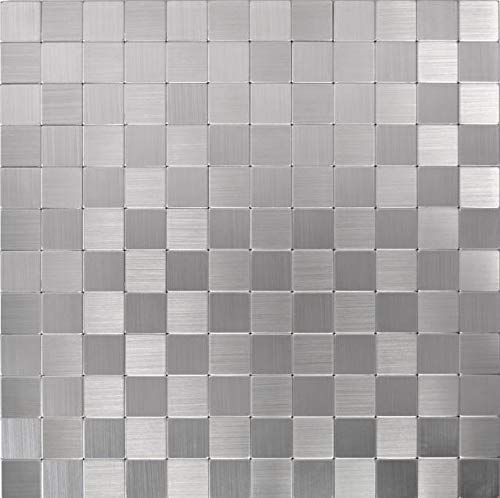 selbst"kle"bende Mosaikfliese ALU silber metall Fliesenspiegel Küchenrückwand MOS200-22M25 von MOSANI